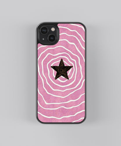 Pink Star Pattern Glass Phone Case Cover