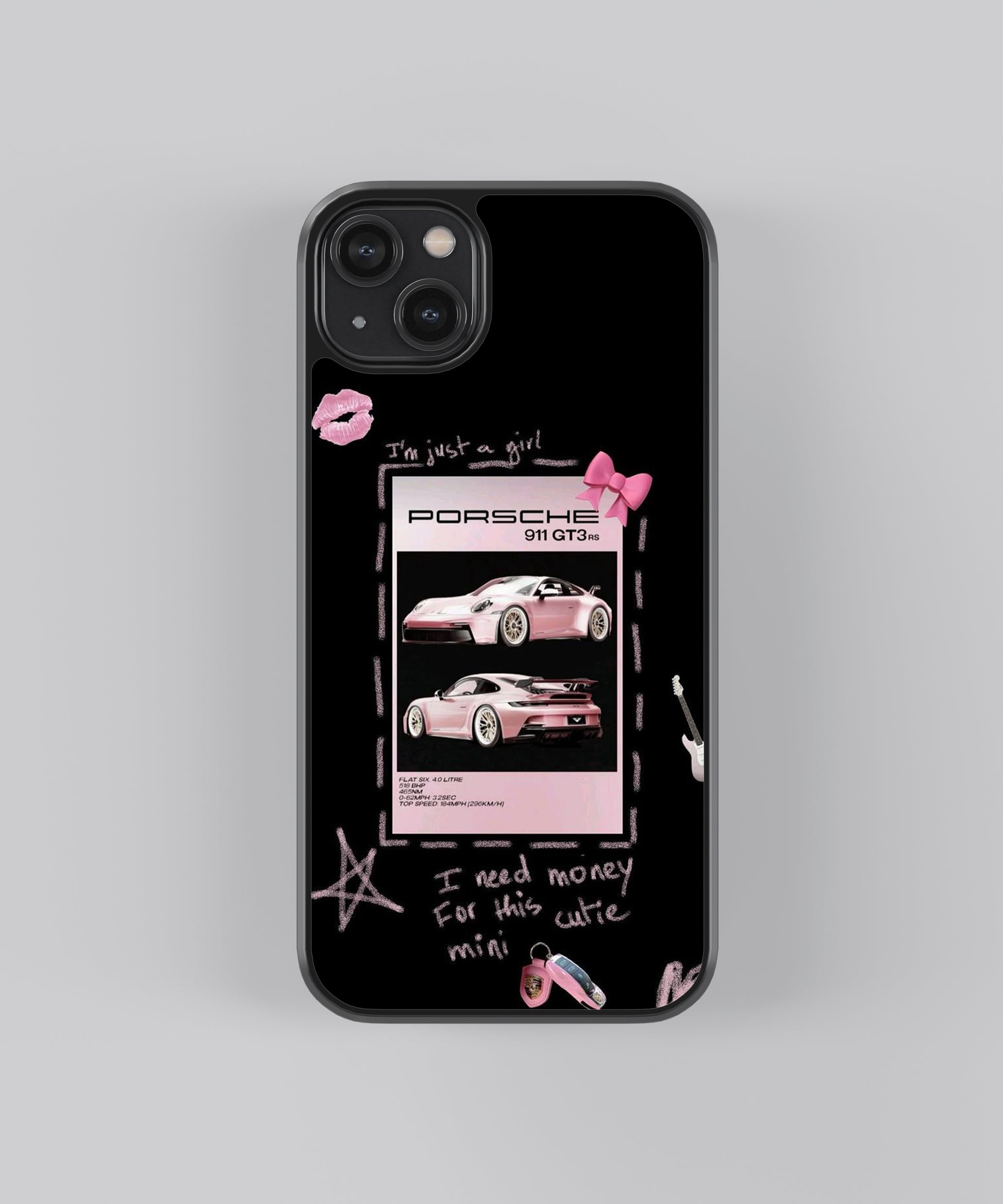 Porsche Coquette Car Glass Phone Case Cover Porsche Coquette Car Glass Phone Case Cover
