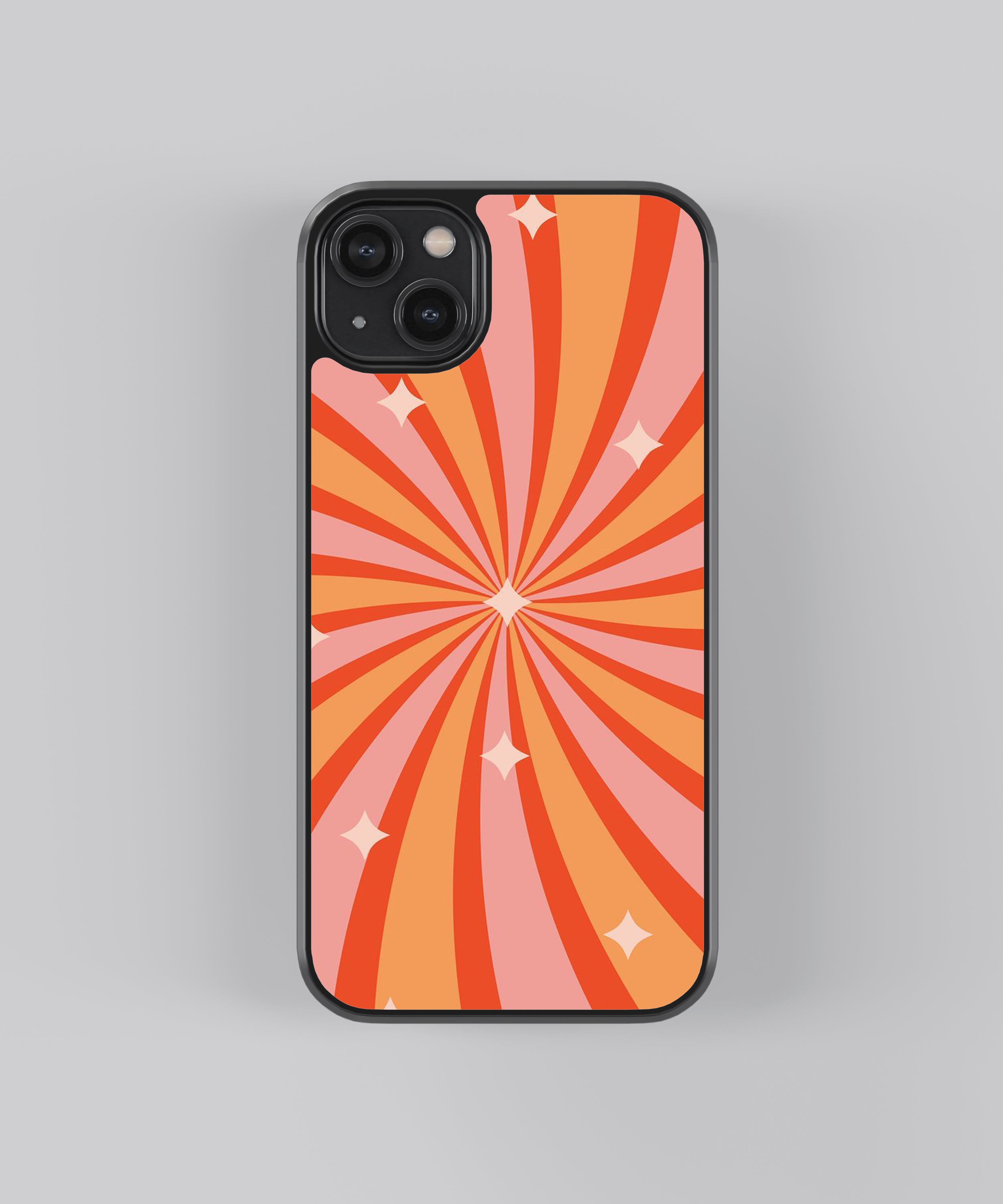 Orange Sparkles Pattern Glass Phone Case Cover