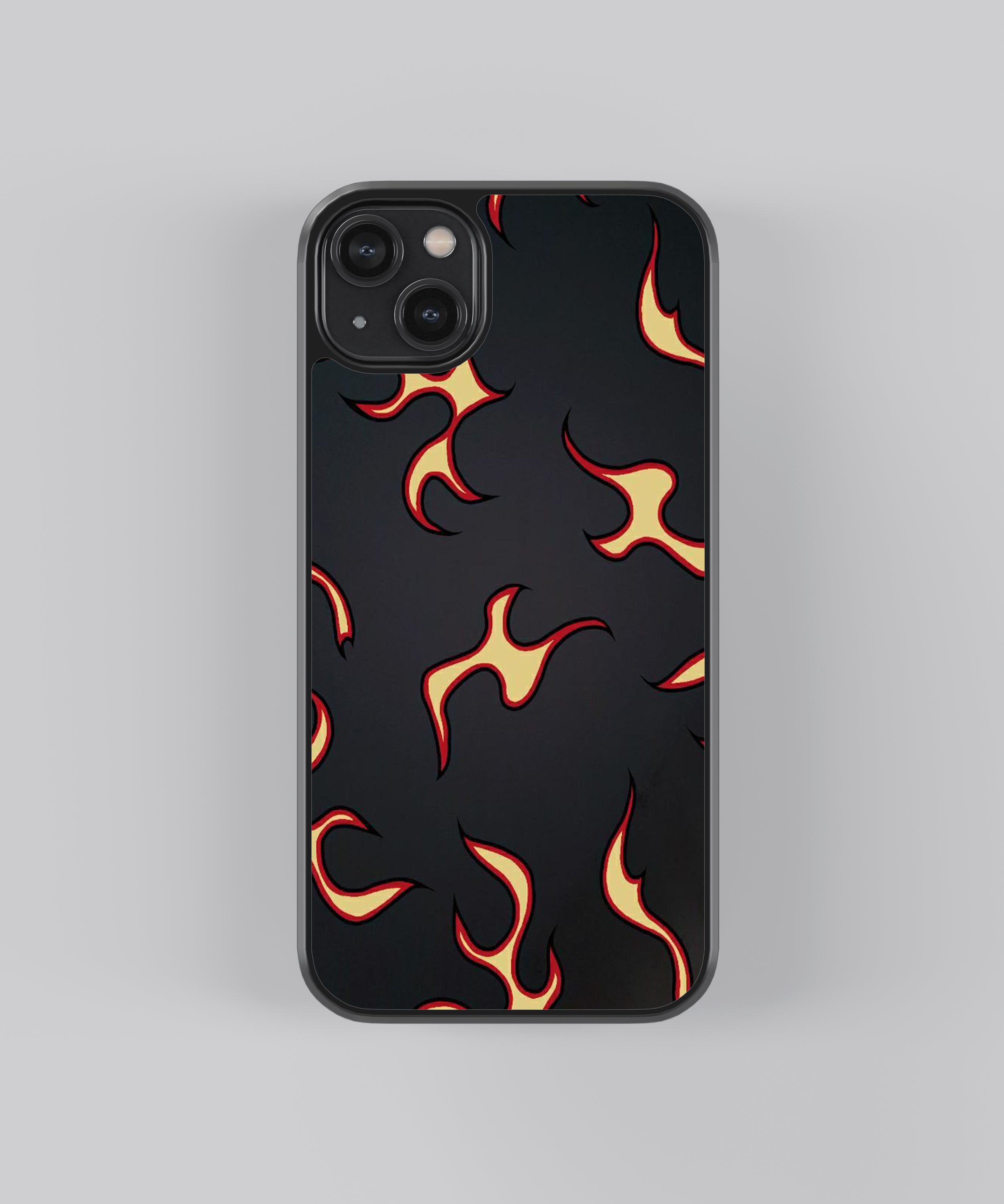 Black Flames Pattern Glass Phone Case Cover