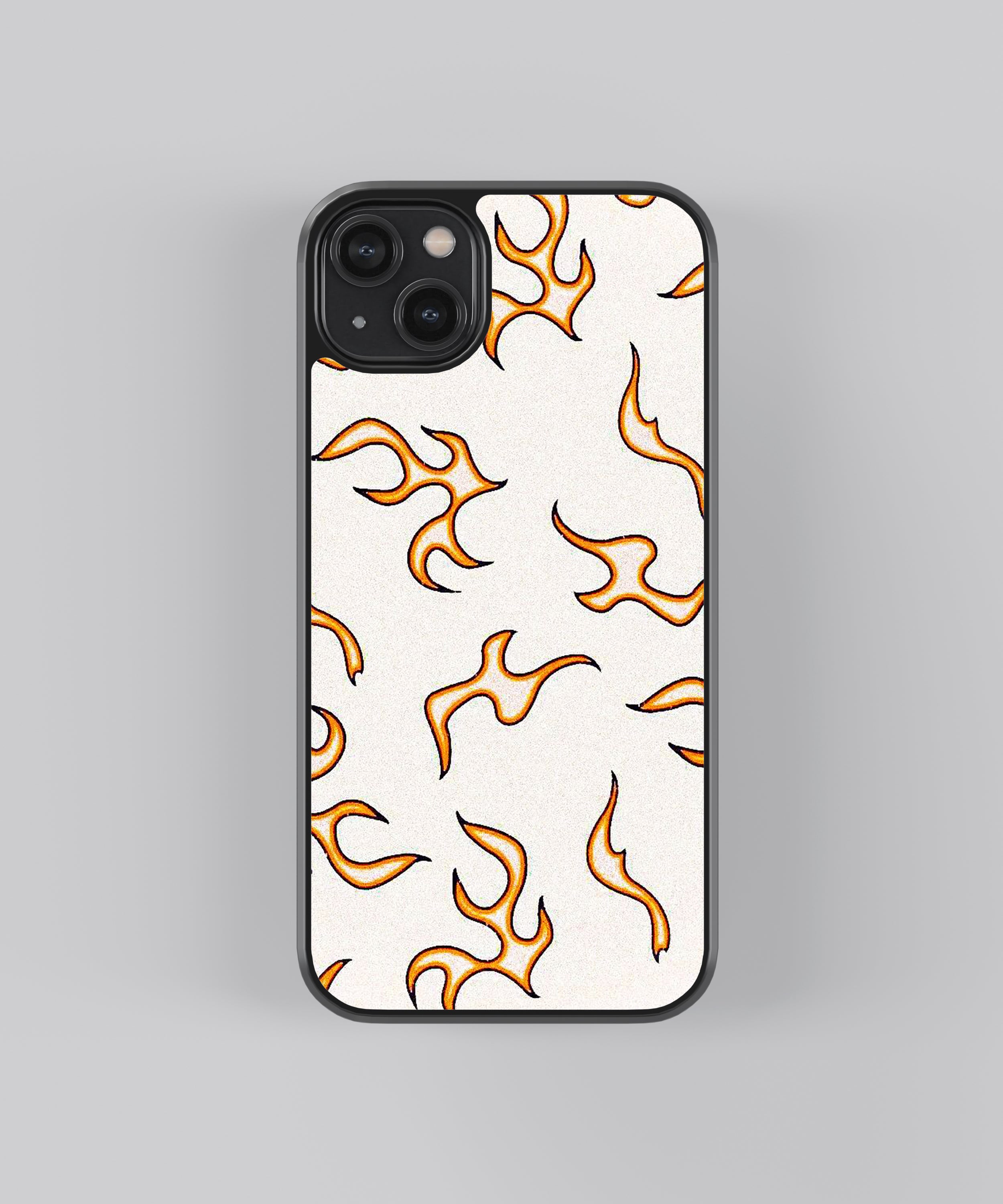 Yellow Flames Pattern Glass Phone Case Cover