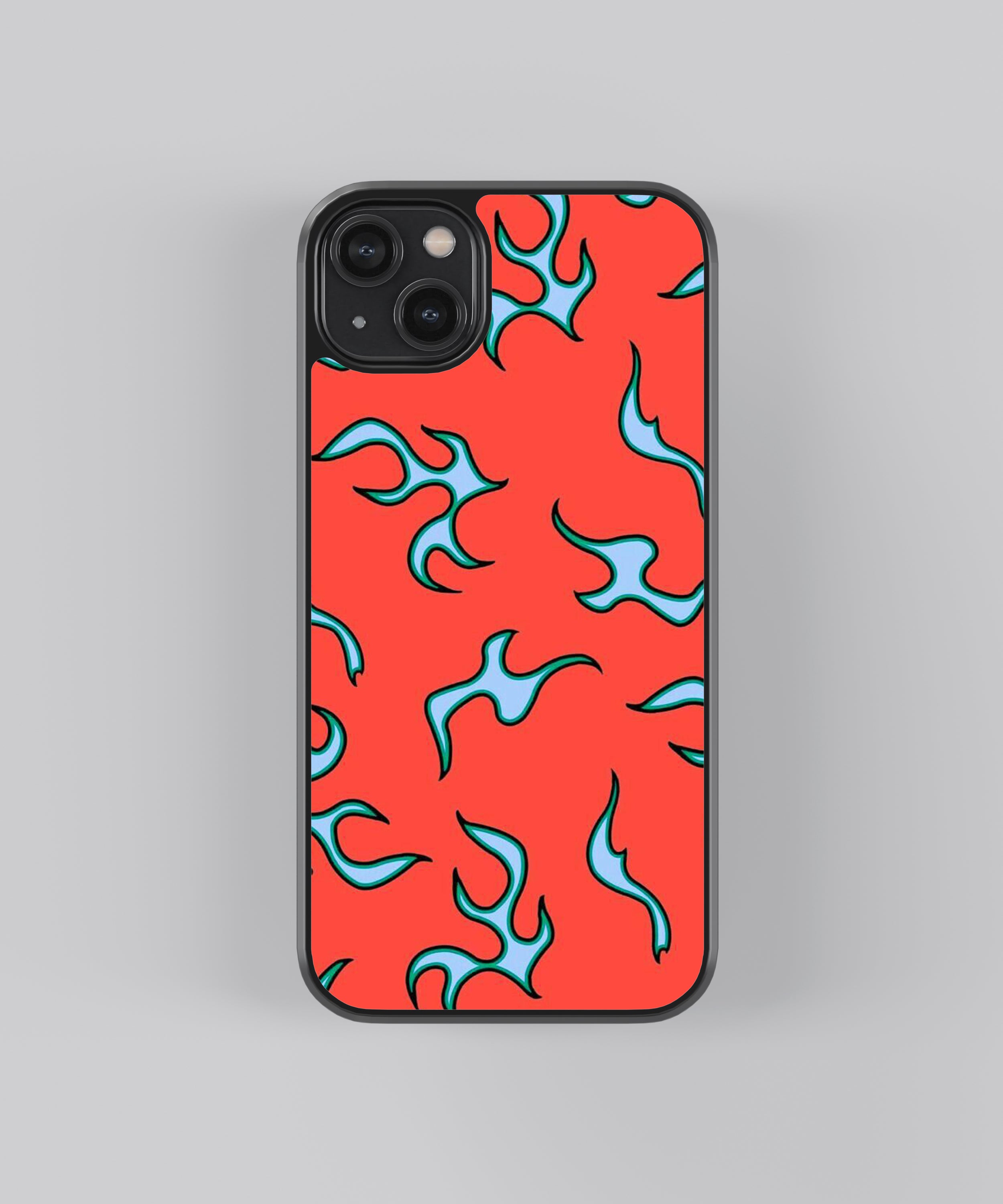 Red Flames Pattern Glass Phone Case Cover