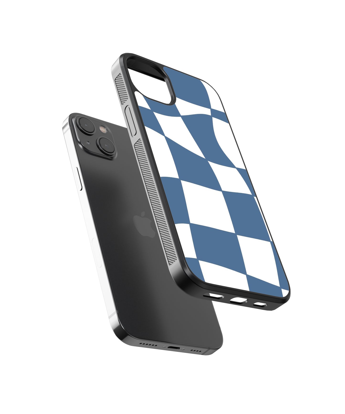 Blue Checkers Y2K Glass Phone Case Cover - Aesthetic Phone Cases - Culltique