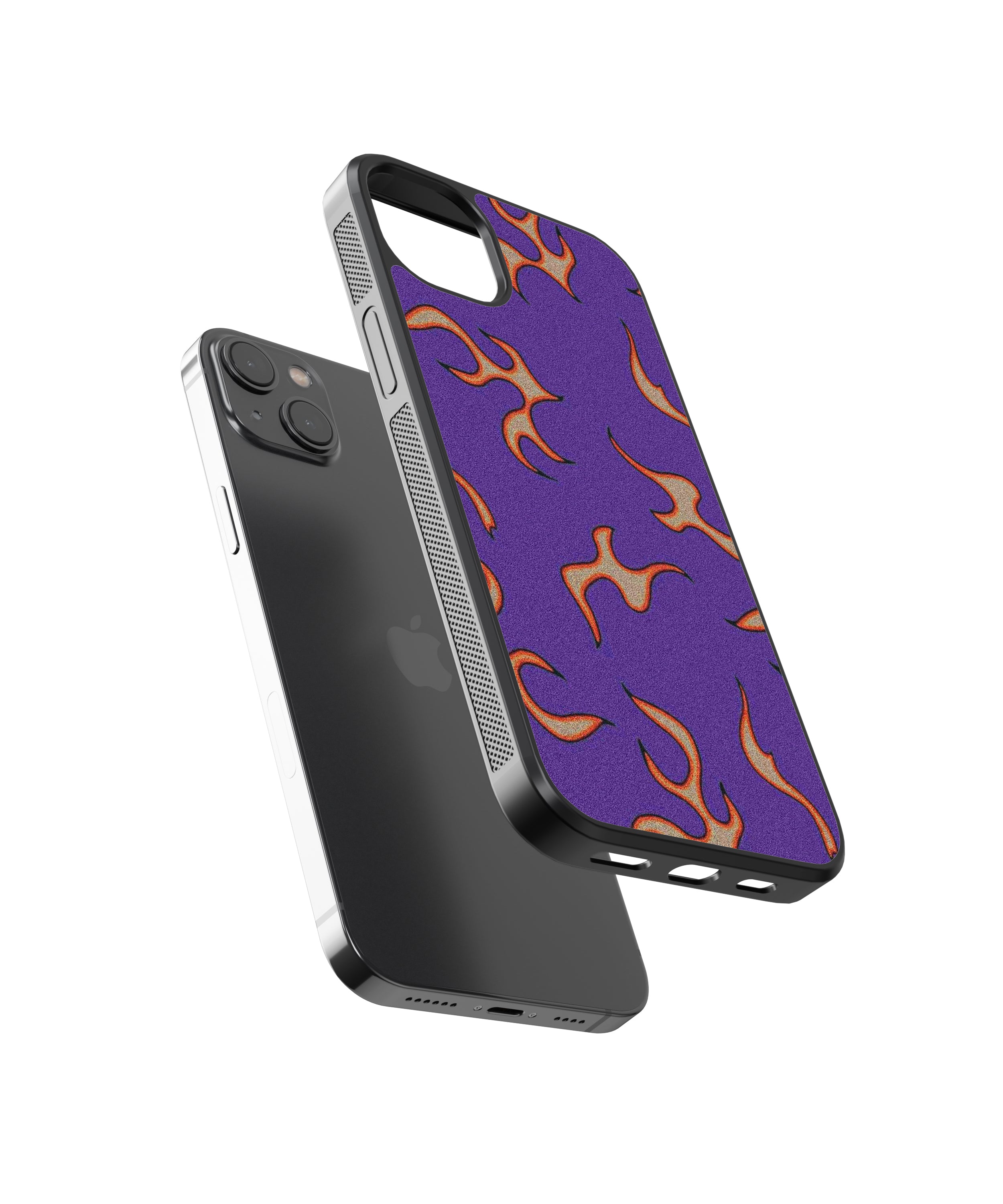 Purple Flames Pattern Abstract Glass Phone Case Cover - Aesthetic Phone Cases - Culltique