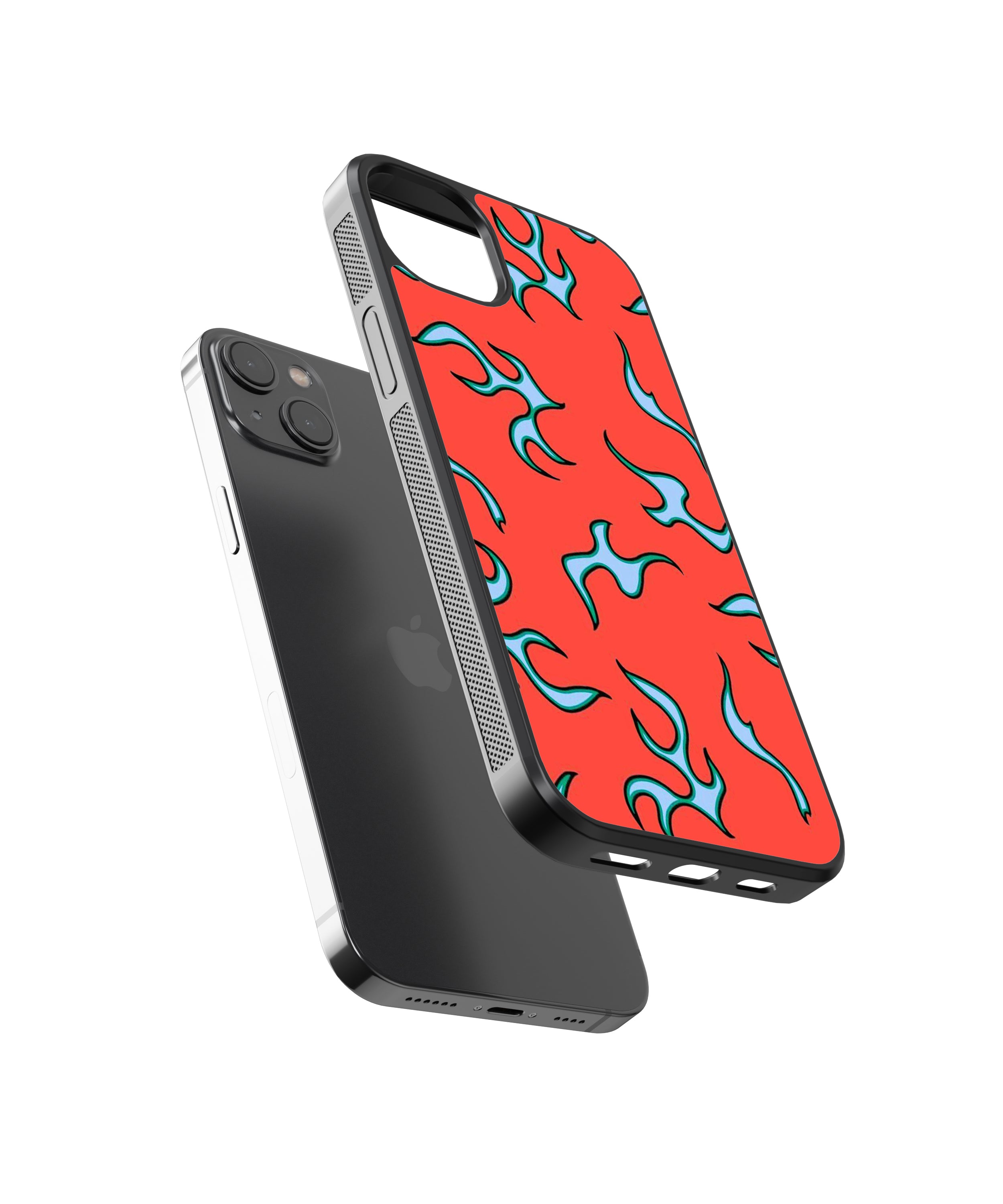 Red Flames Pattern Glass Phone Case Cover