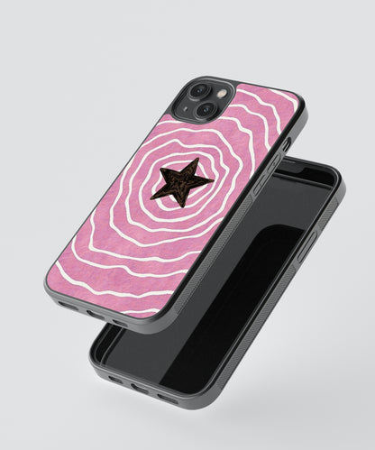 Pink Star Pattern Glass Phone Case Cover