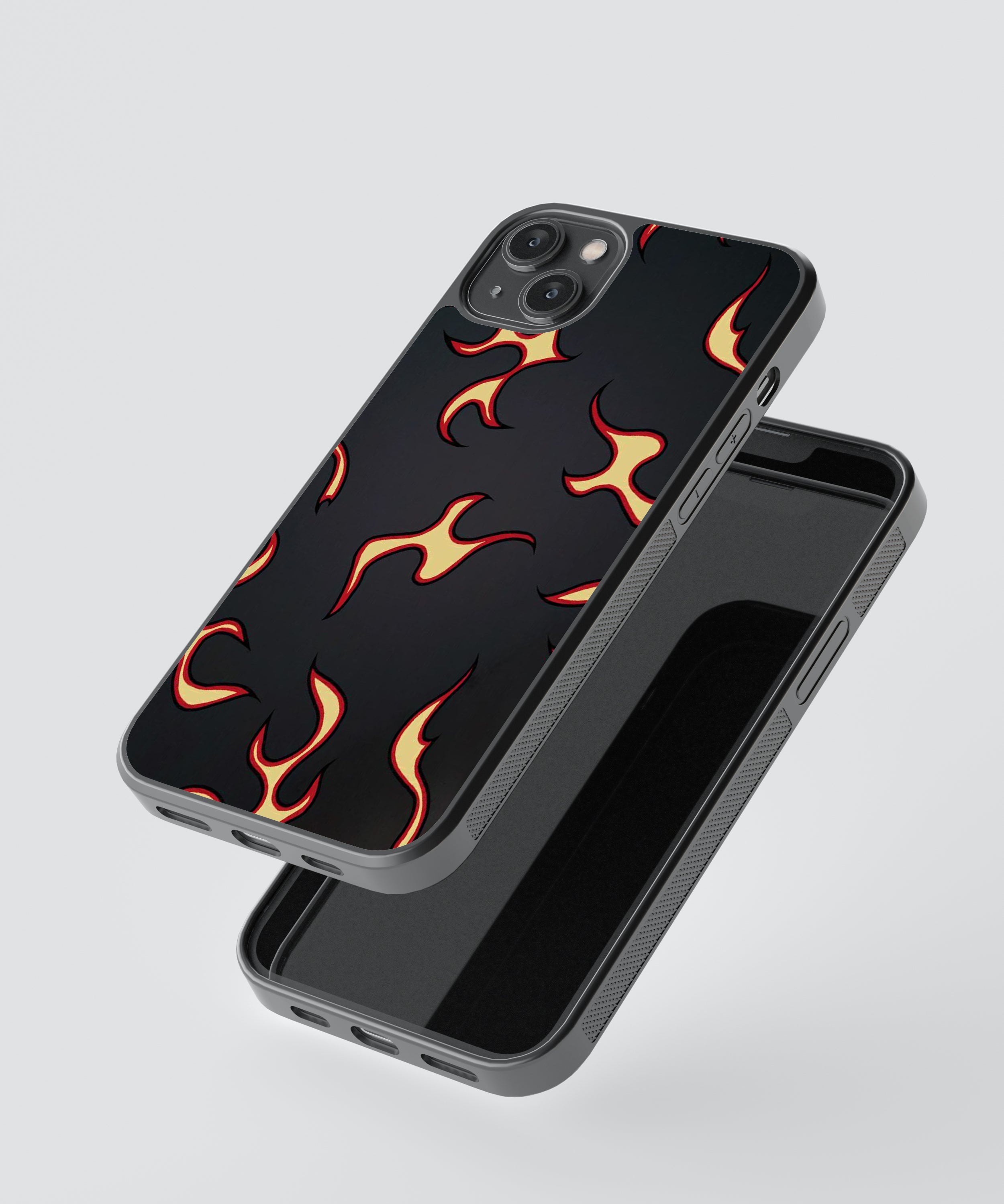 Black Flames Pattern Glass Phone Case Cover