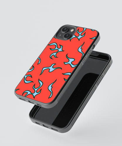 Red Flames Pattern Glass Phone Case Cover