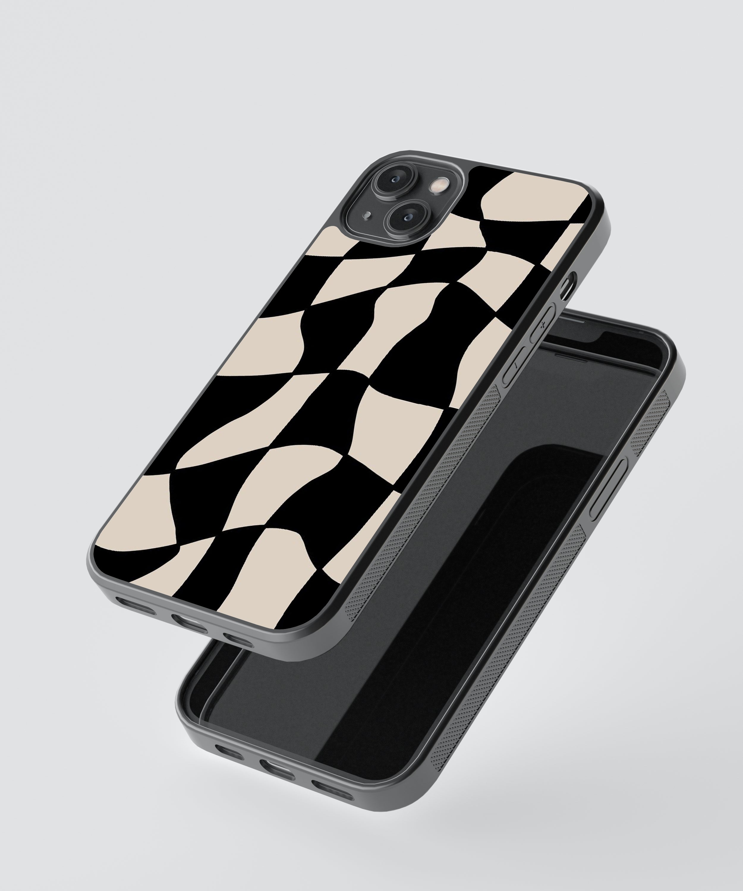 B&W Checkers Abstract Glass Phone Case Cover