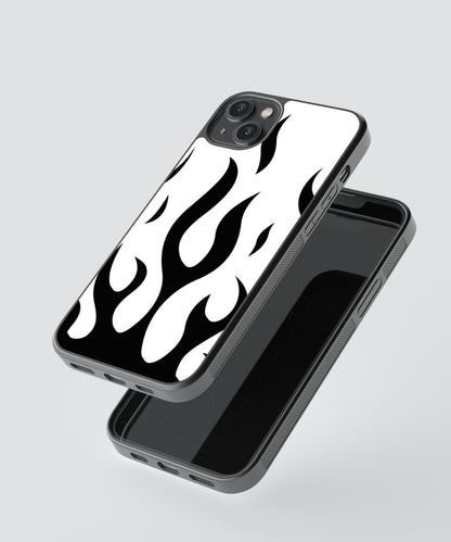 B&W Flames Abstract Glass Phone Case Cover