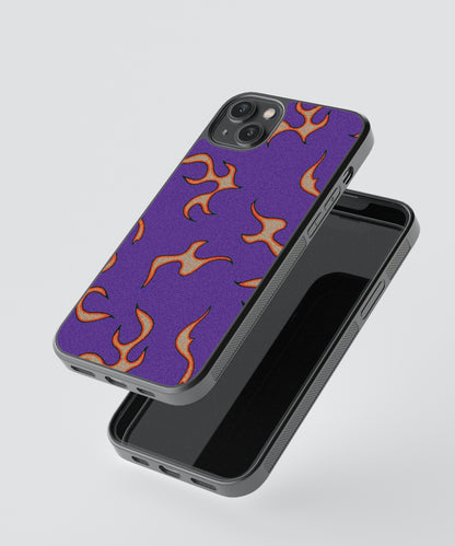 Purple Flames Pattern Abstract Glass Phone Case Cover