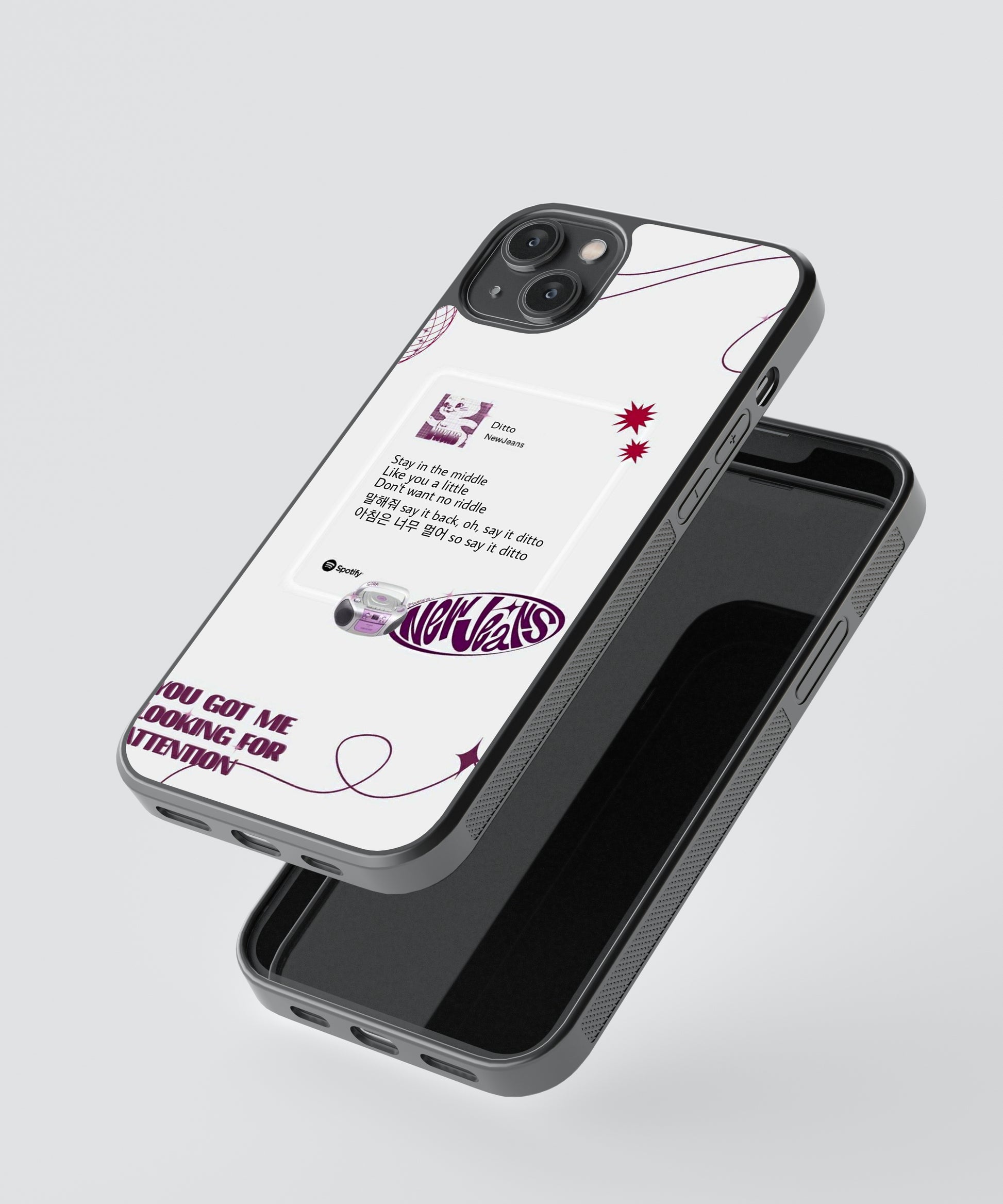 NewJeans Ditto Spotify Glass Phone Case Cover NewJeans Ditto Spotify Glass Phone Case Cover