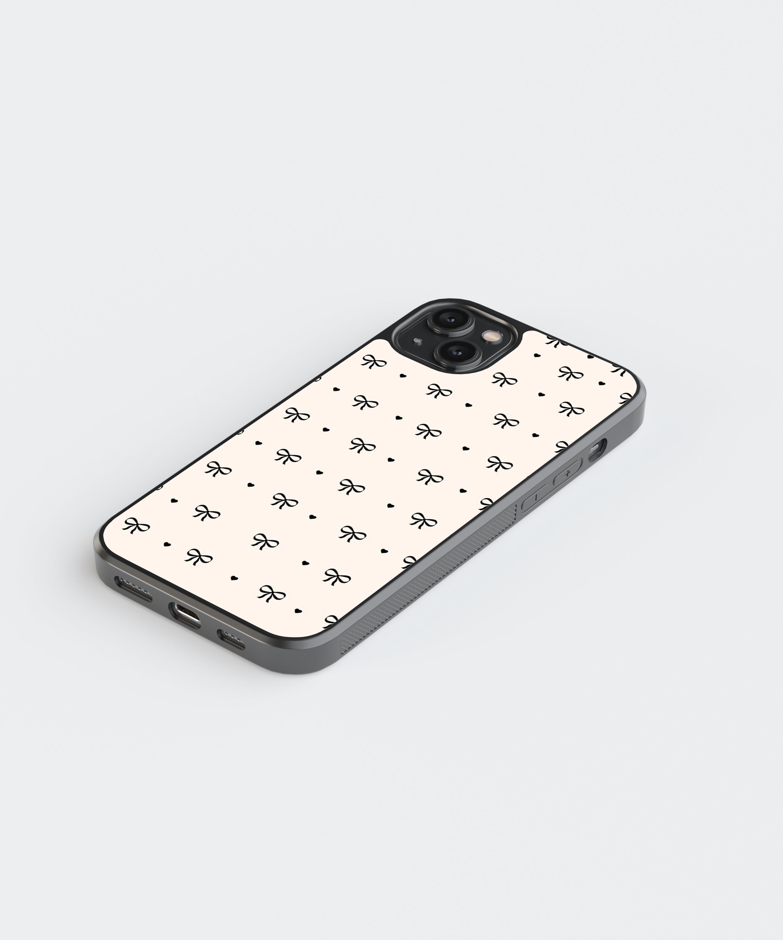 Black Bows Pattern Glass Phone Case Cover