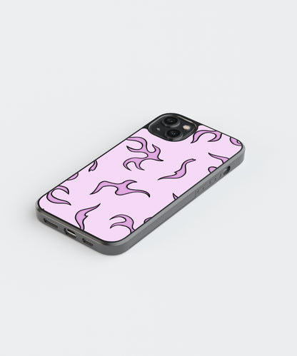 Pink Flames Pattern Glass Phone Case Cover