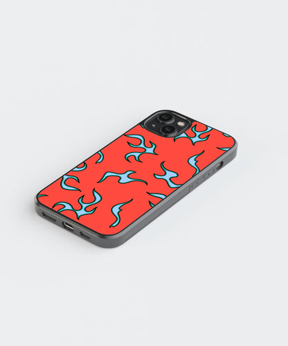 Red Flames Pattern Glass Phone Case Cover