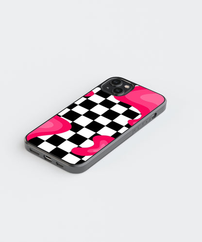 Black Checkers Pattern Glass Phone Case Cover