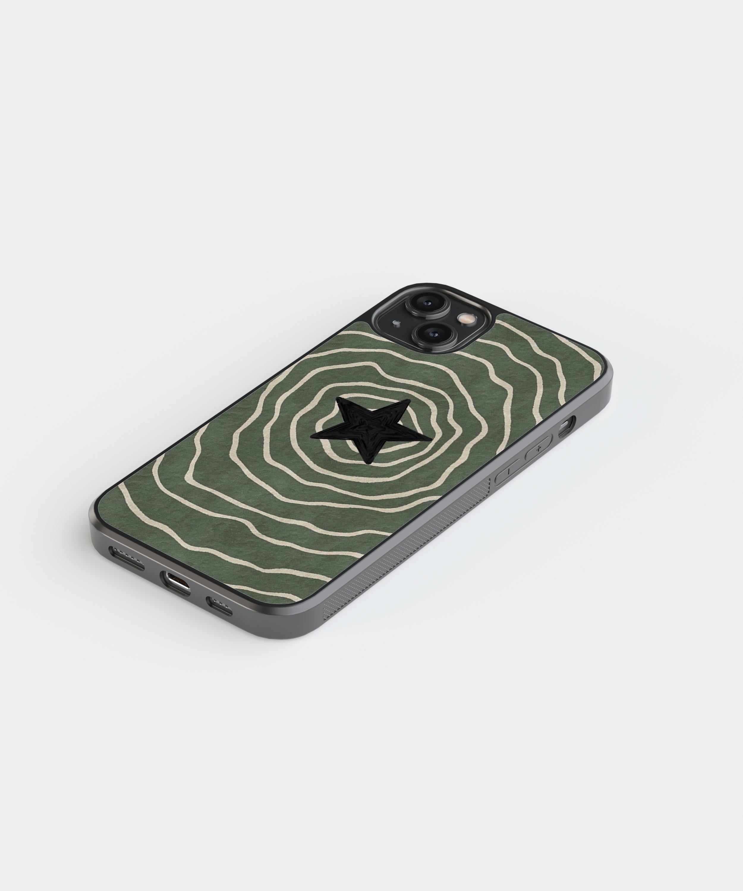 Green Star Spiral Abstract Glass Phone Case Cover