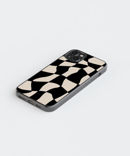 B&W Checkers Abstract Glass Phone Case Cover