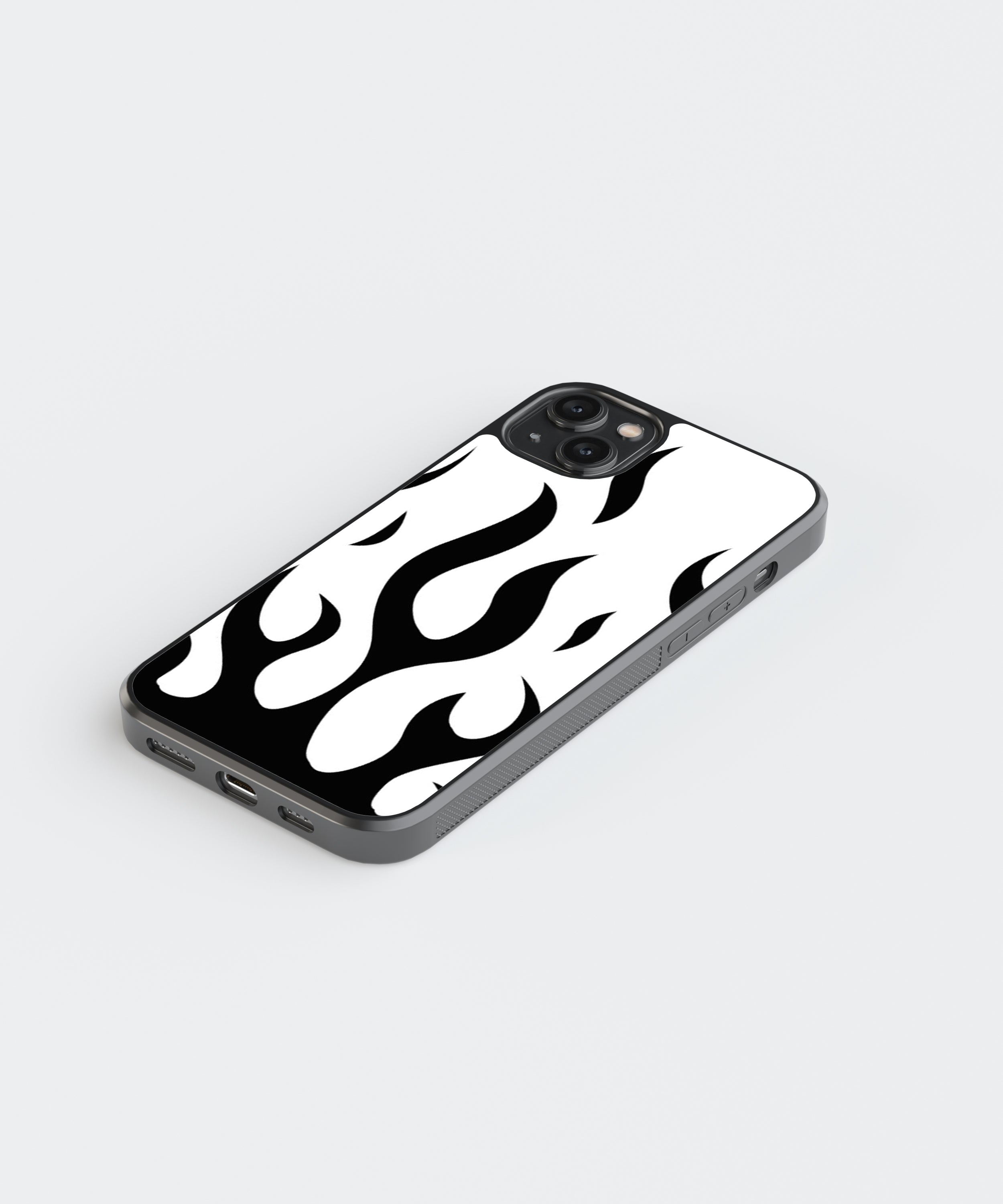 B&W Flames Abstract Glass Phone Case Cover