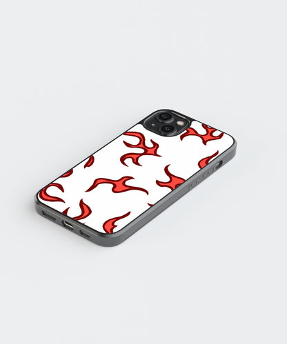 Red Flames Pattern Abstract Glass Phone Case Cover