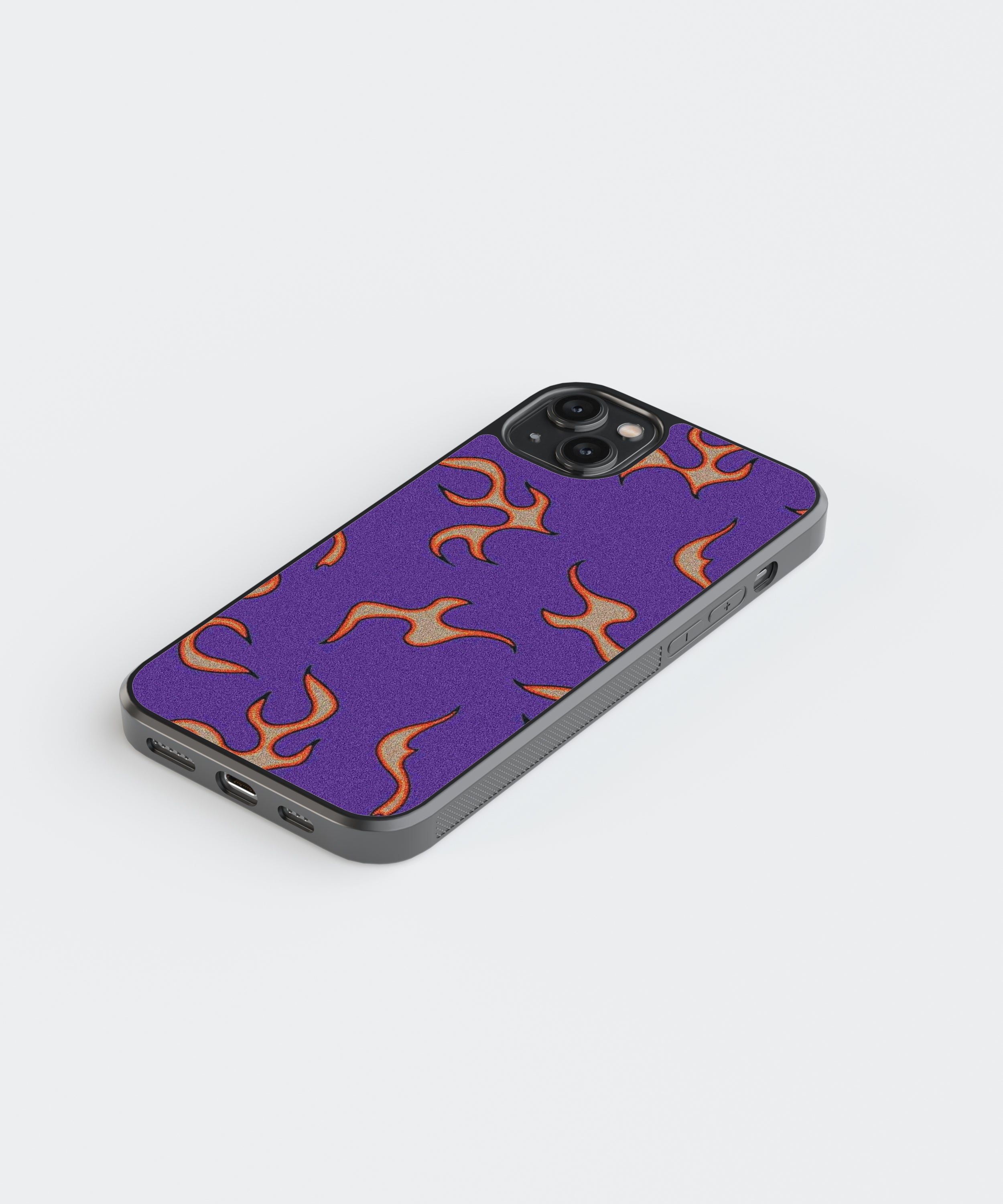 Purple Flames Pattern Abstract Glass Phone Case Cover