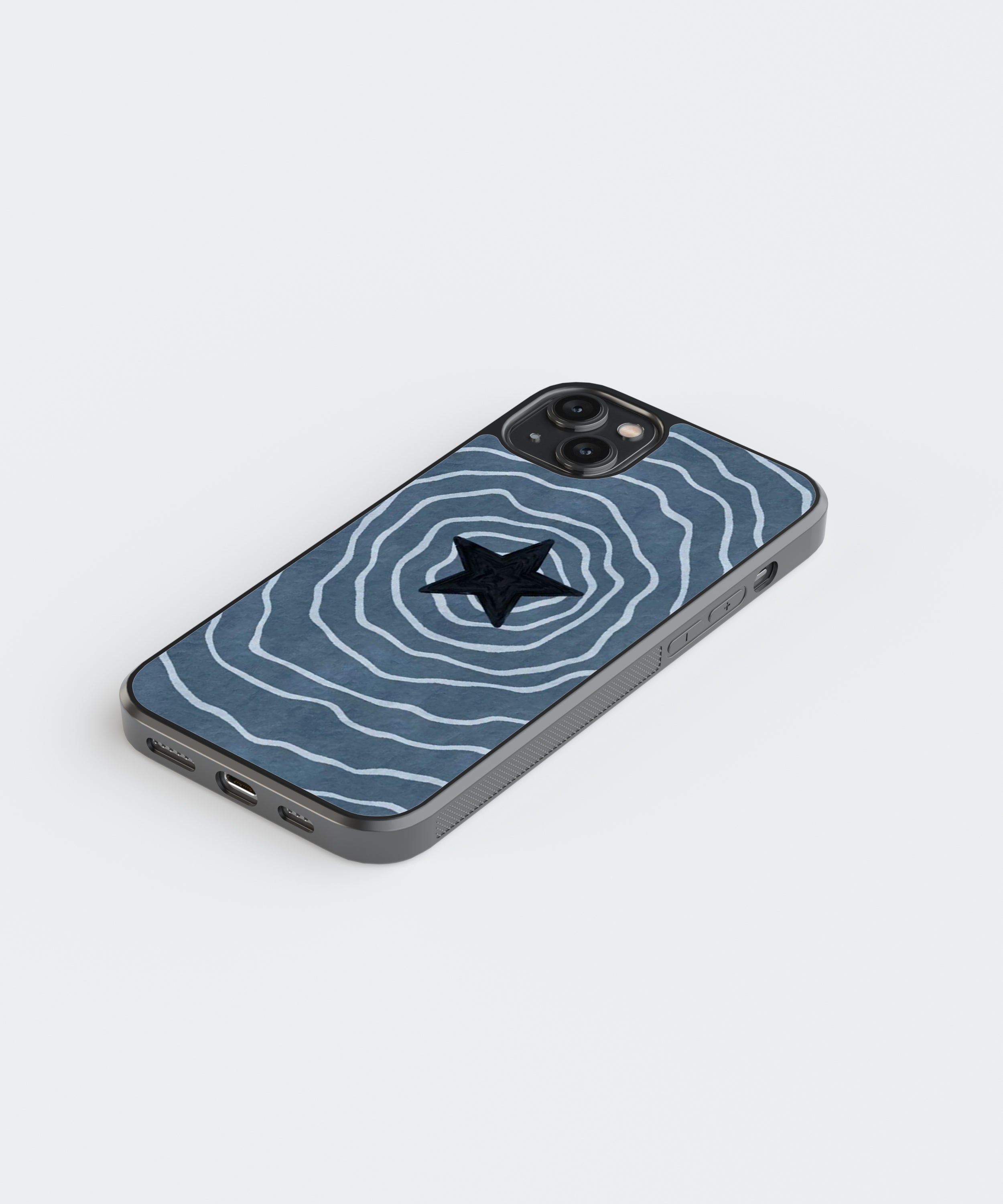 Blue Spiral Star Abstract Glass Phone Case Cover