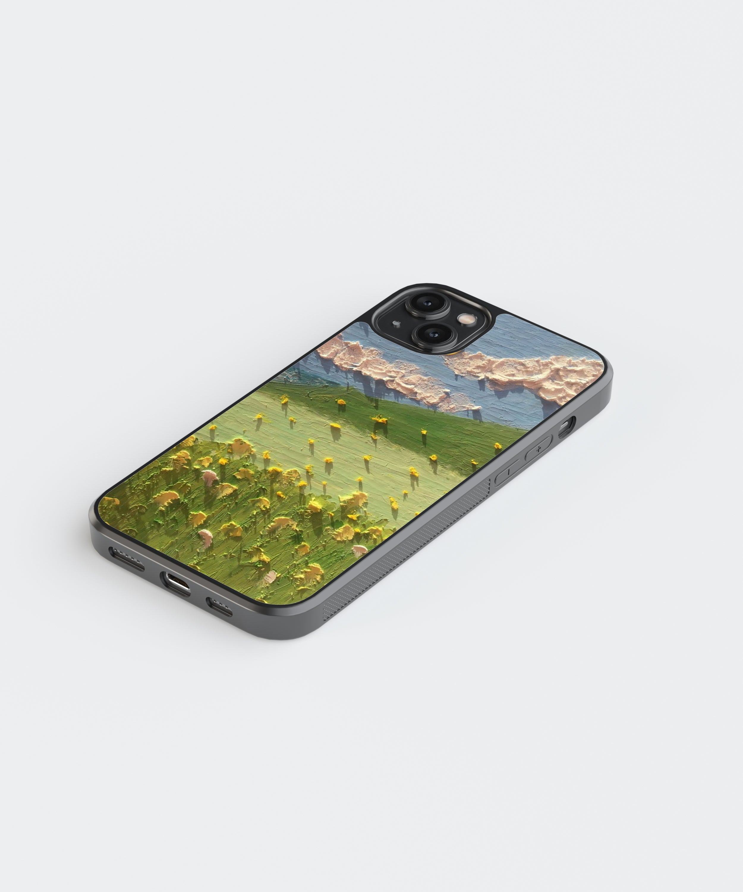 Grass Field Art Abstract Glass Phone Case Cover