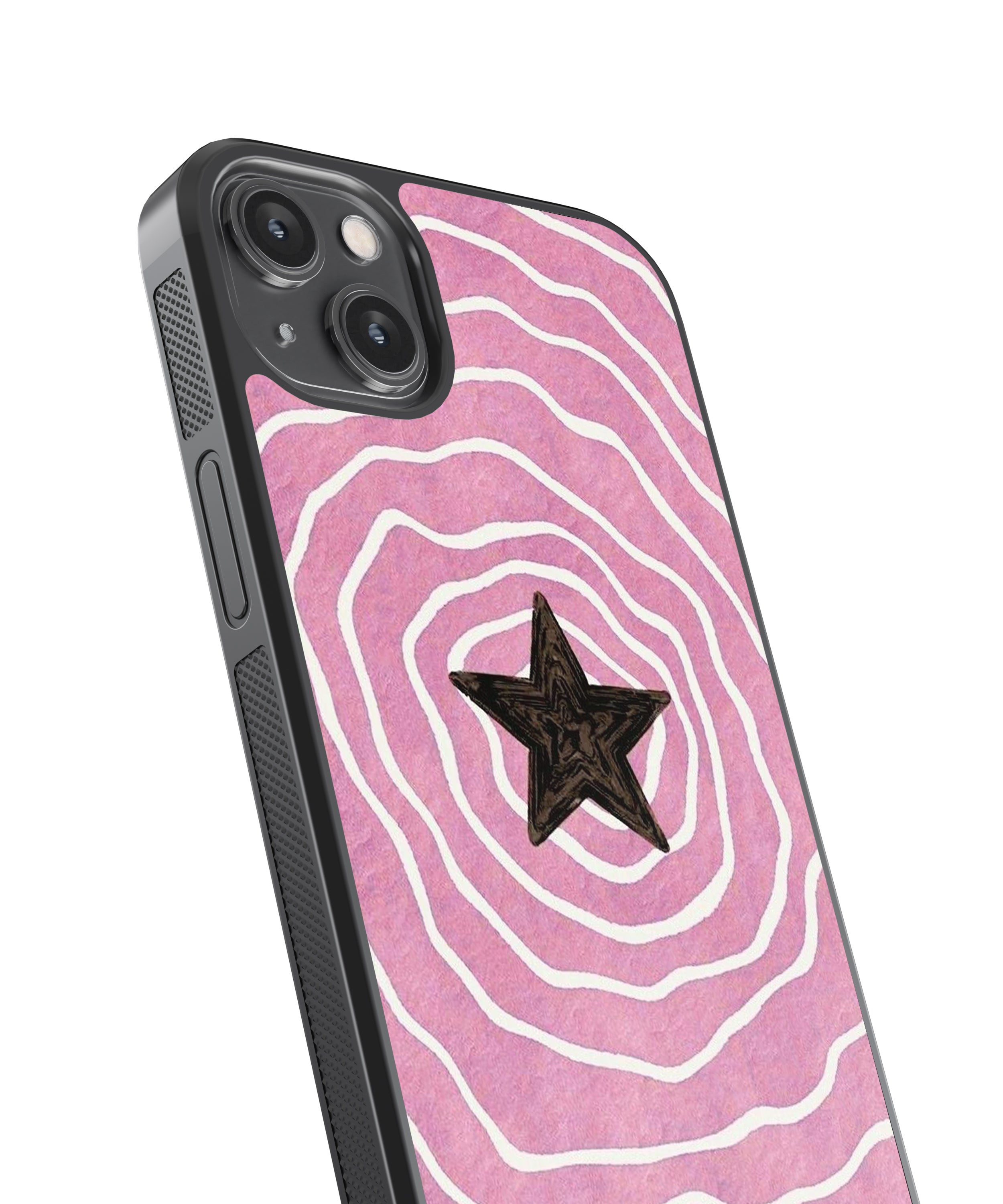 Pink Star Pattern Glass Phone Case Cover