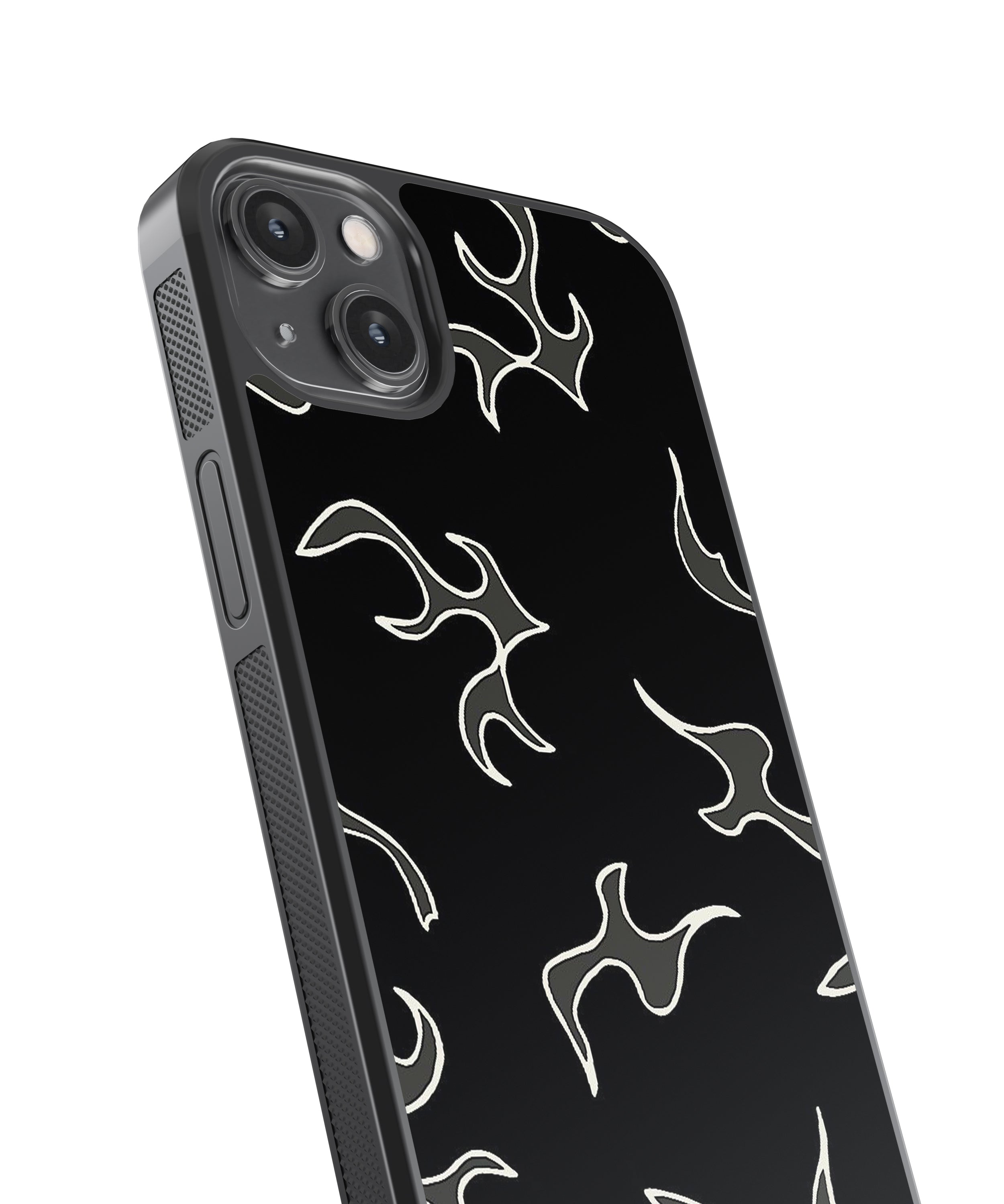 White Flames Pattern Glass Phone Case Cover