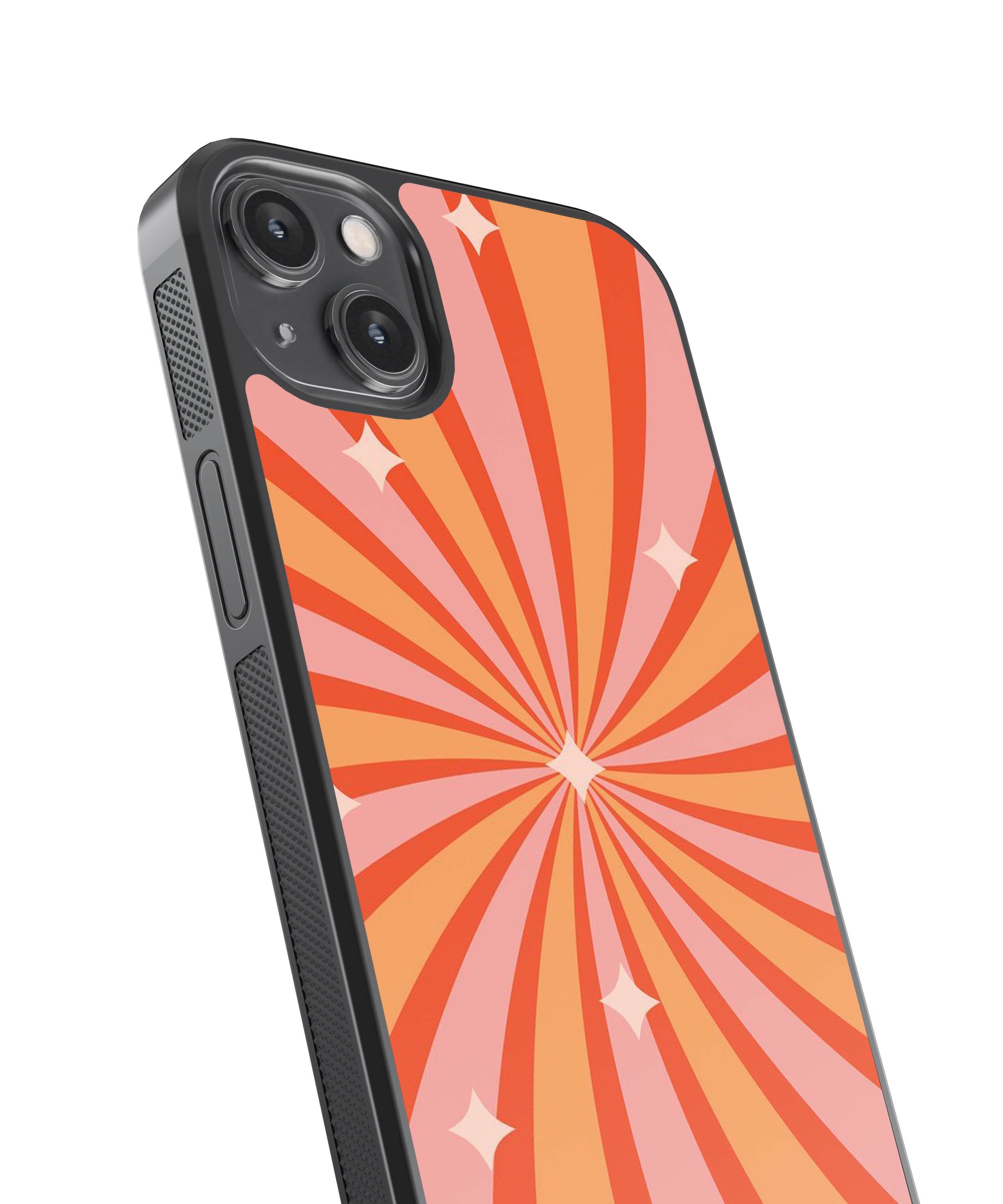 Orange Sparkles Pattern Glass Phone Case Cover