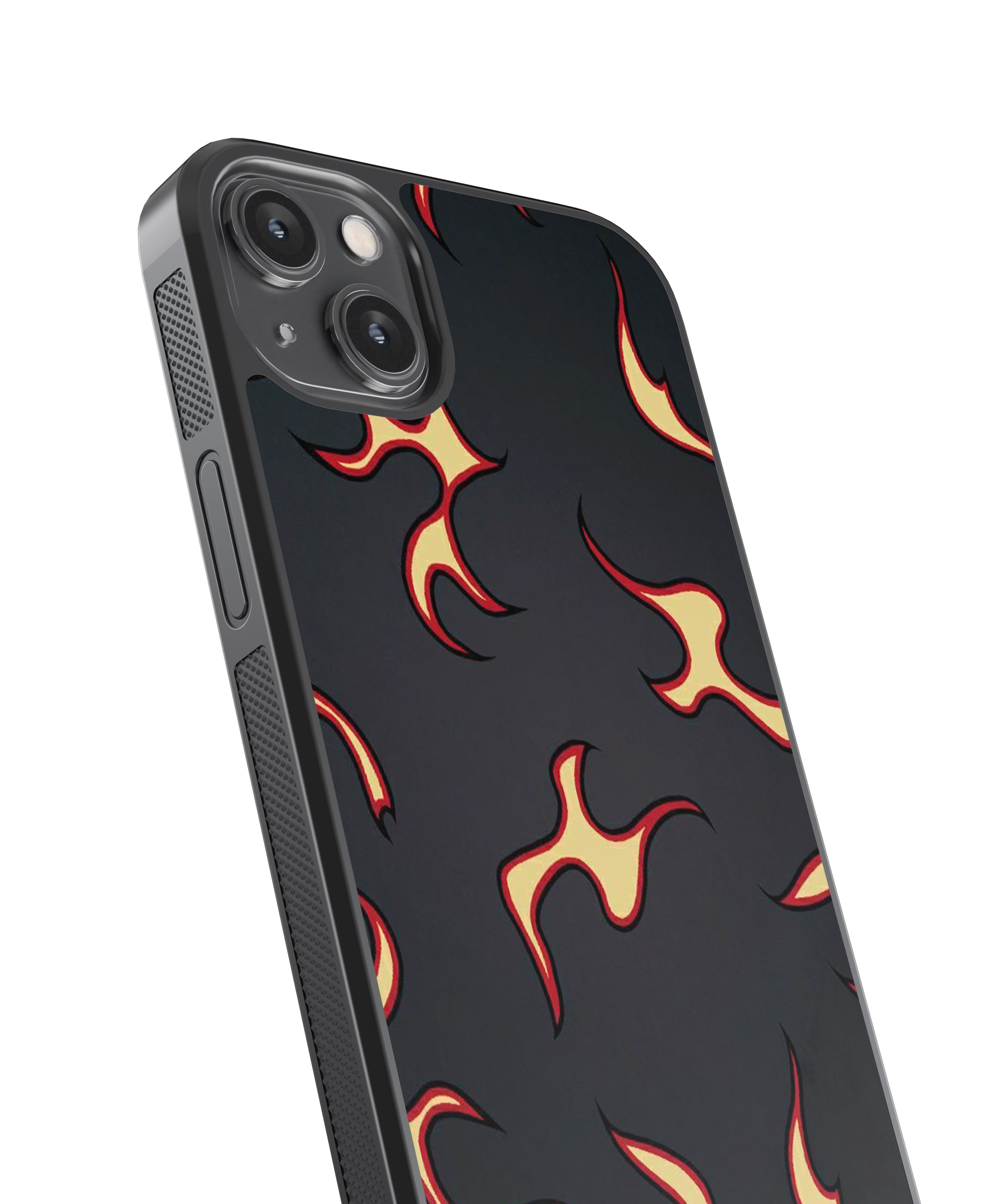 Black Flames Pattern Glass Phone Case Cover