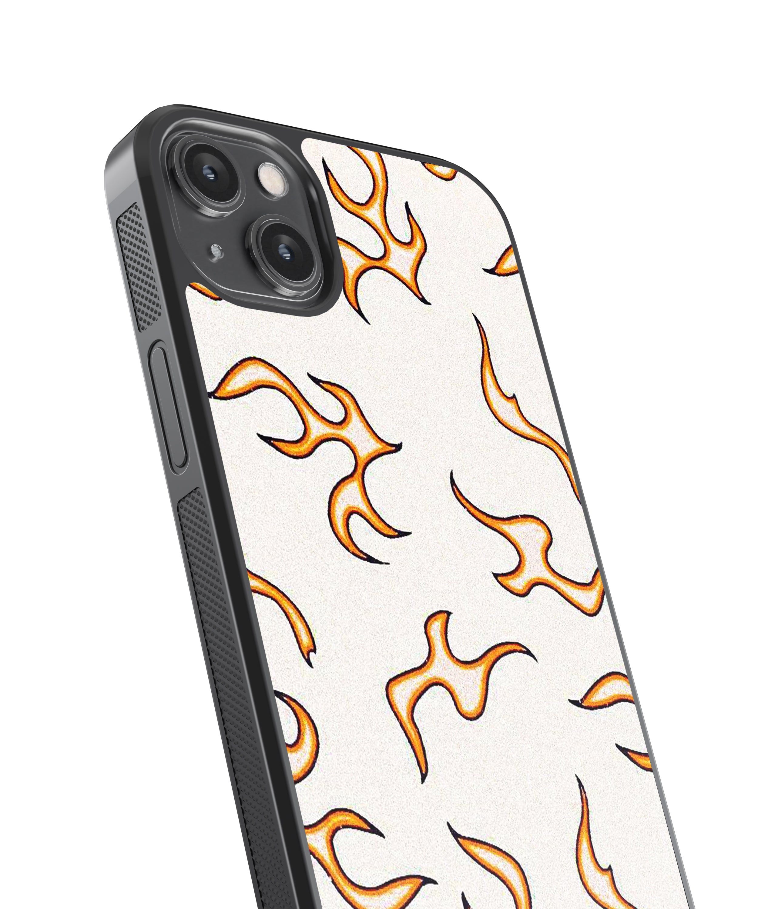 Yellow Flames Pattern Glass Phone Case Cover