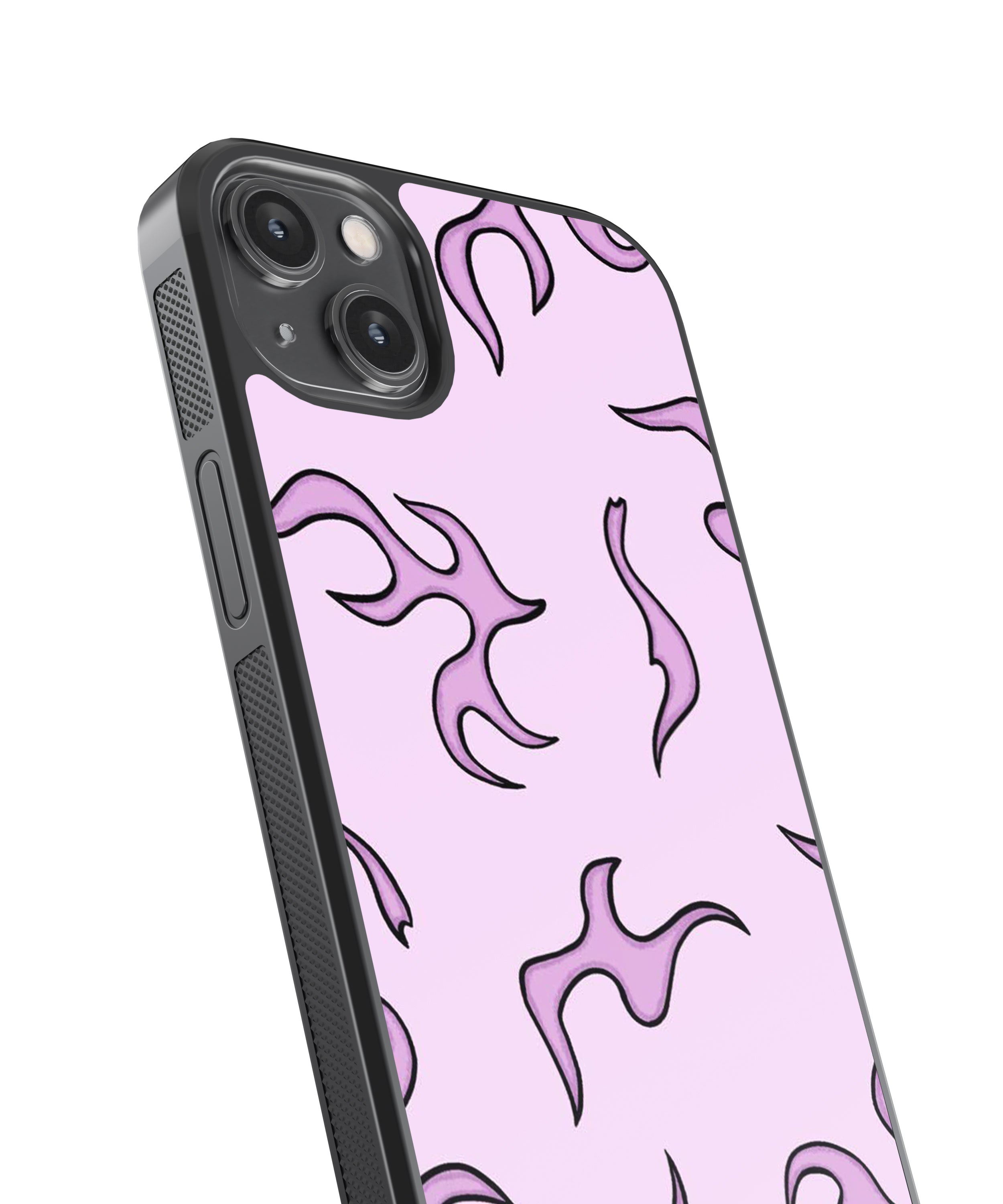 Pink Flames Pattern Glass Phone Case Cover