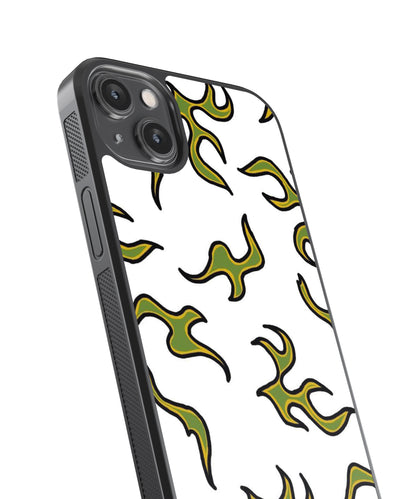 Green Flames Pattern Glass Phone Case Cover