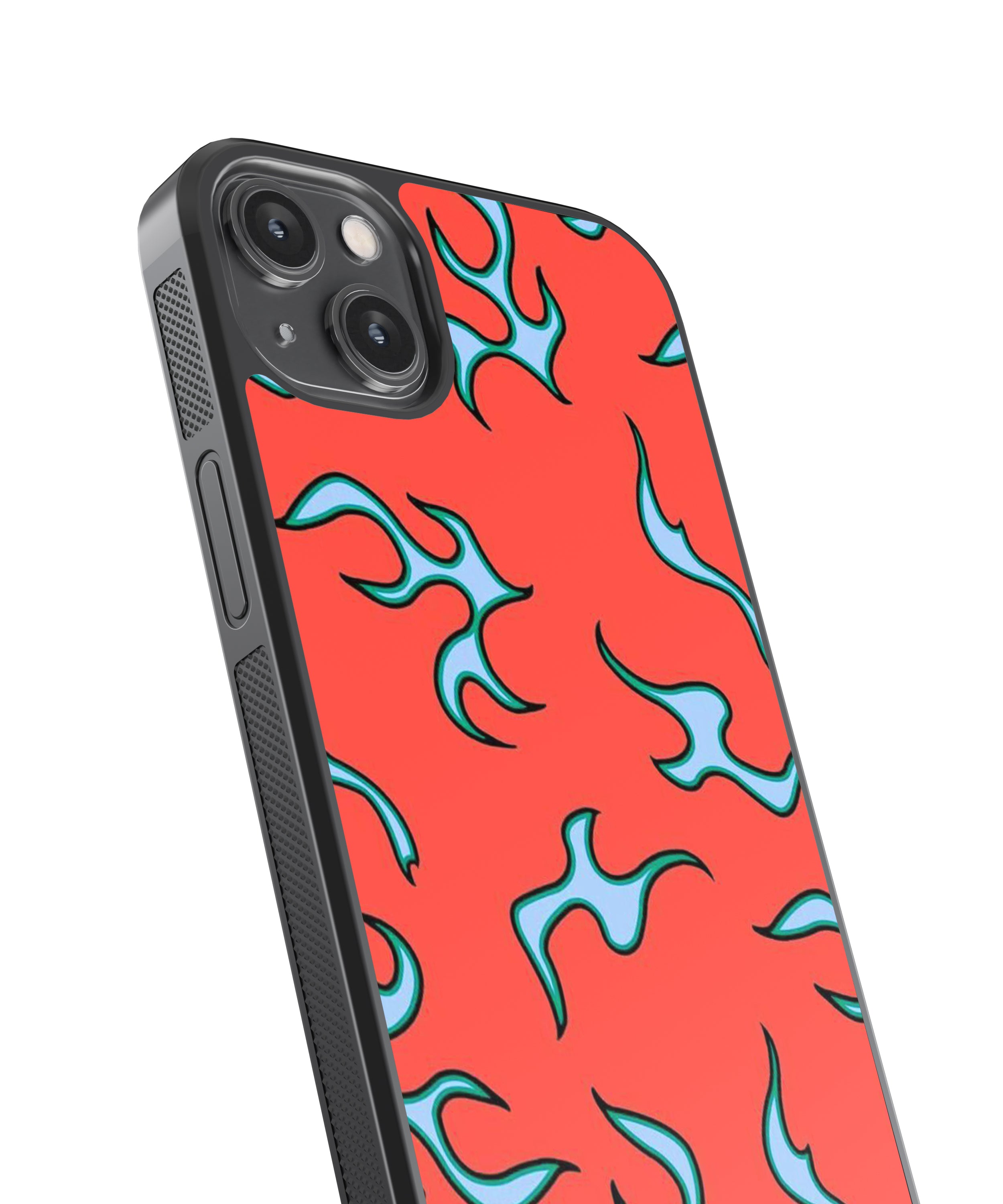 Red Flames Pattern Glass Phone Case Cover