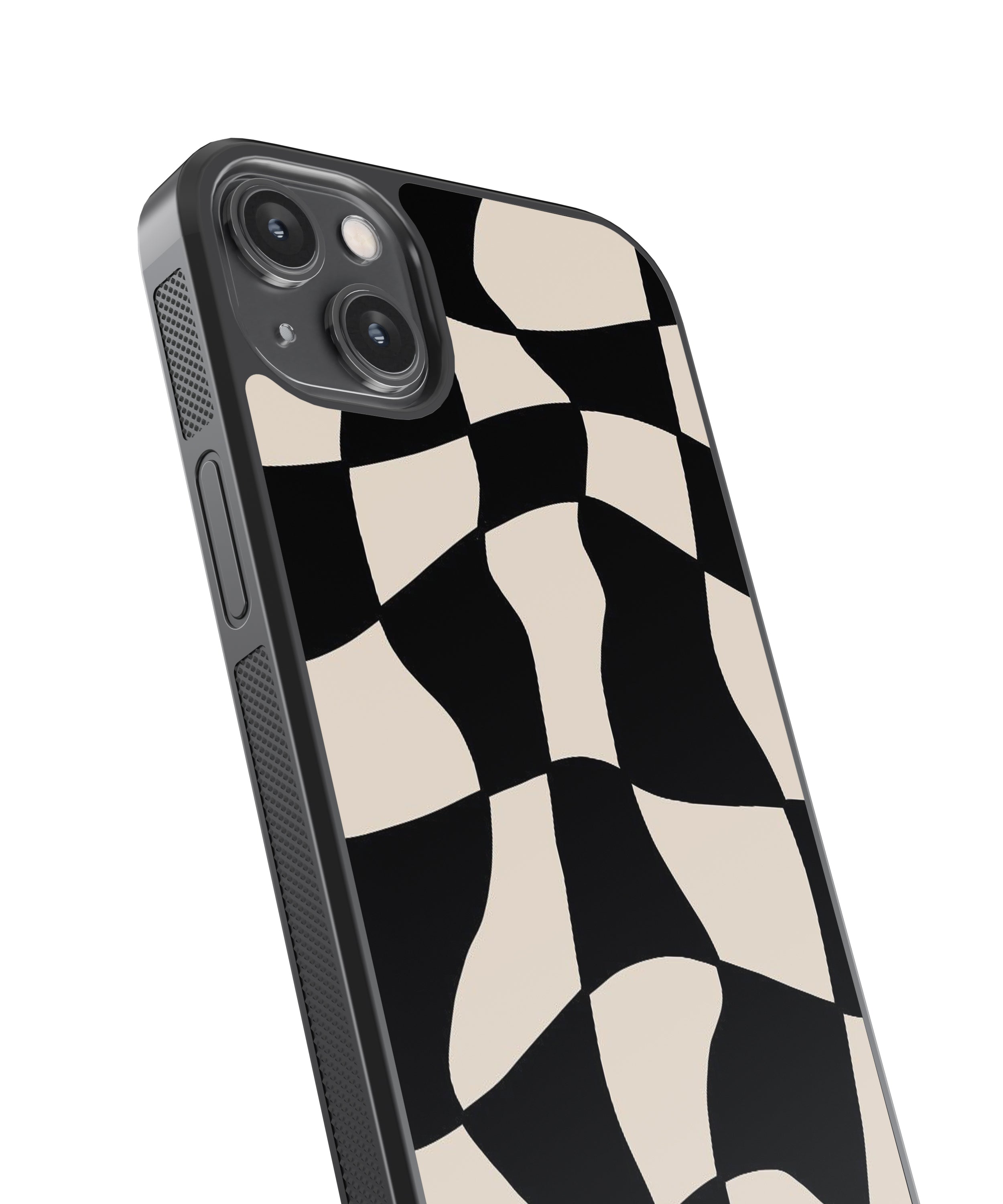 B&W Checkers Abstract Glass Phone Case Cover