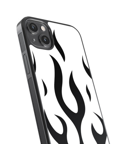 B&W Flames Abstract Glass Phone Case Cover