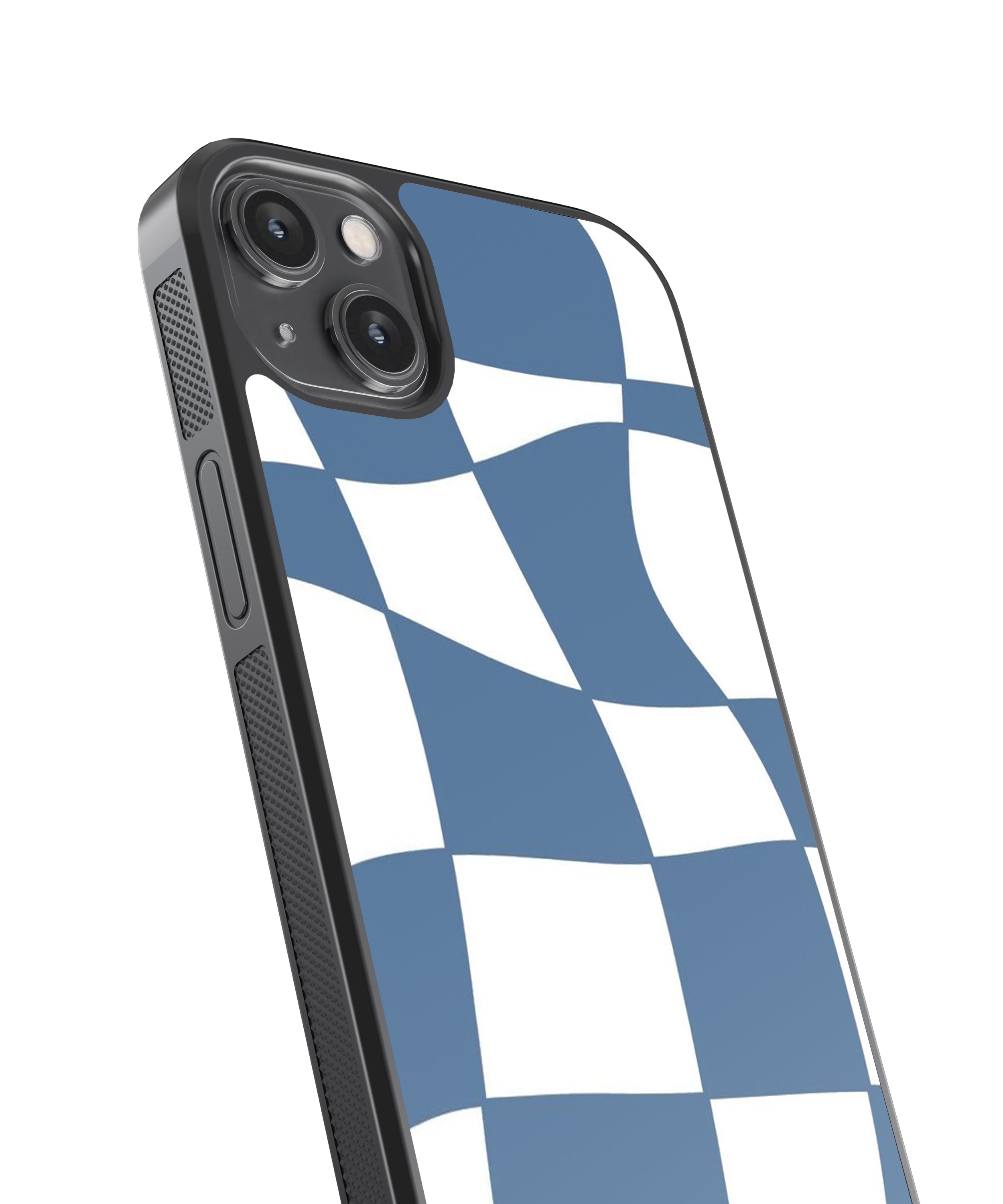 Blue Checkers Y2K Glass Phone Case Cover