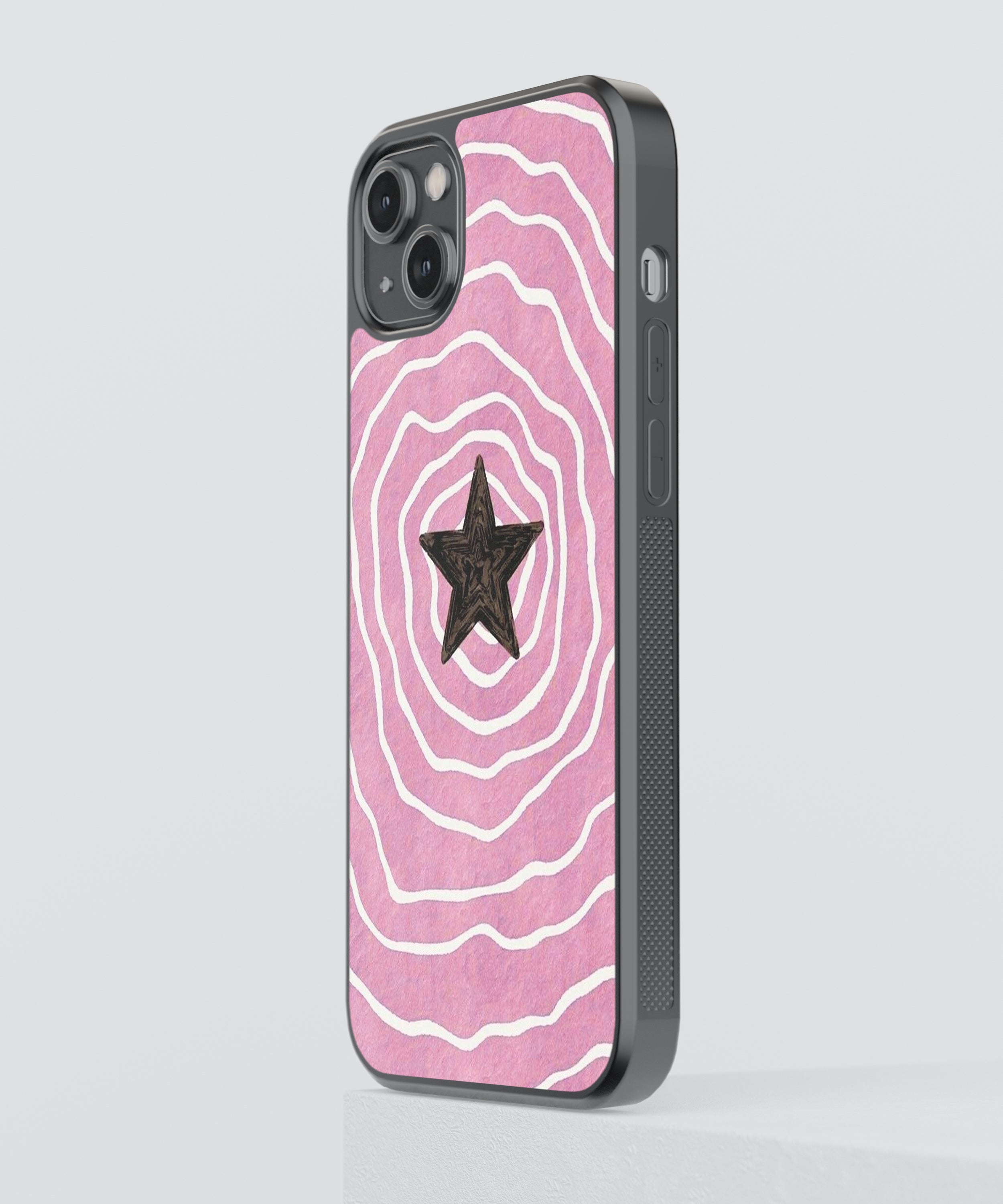 Pink Star Pattern Glass Phone Case Cover