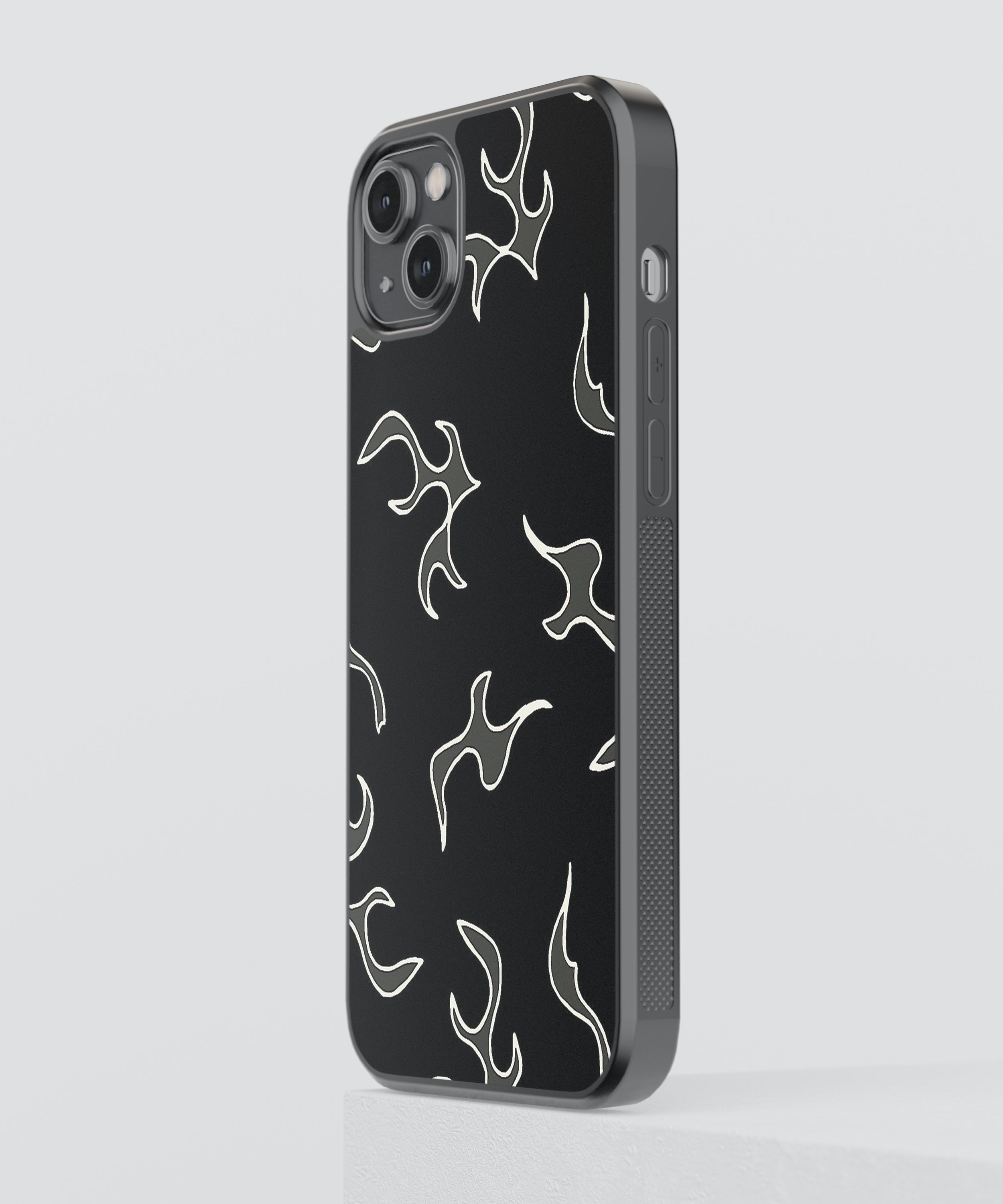 White Flames Pattern Glass Phone Case Cover