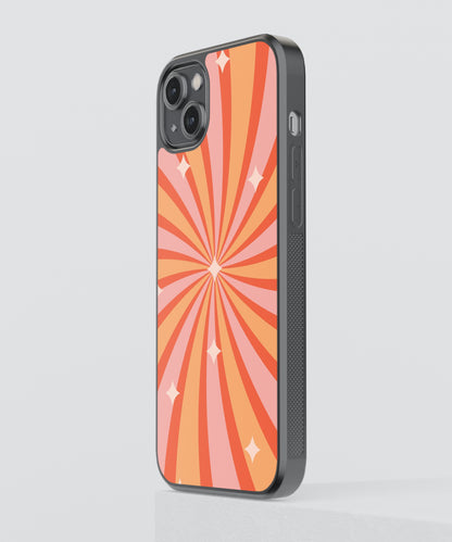 Orange Sparkles Pattern Glass Phone Case Cover