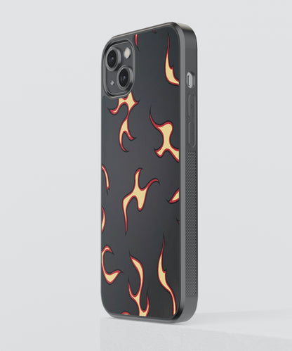 Black Flames Pattern Glass Phone Case Cover