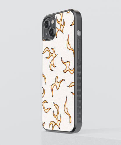 Yellow Flames Pattern Glass Phone Case Cover