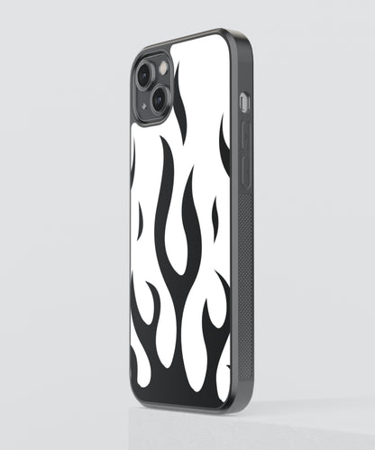 B&W Flames Abstract Glass Phone Case Cover