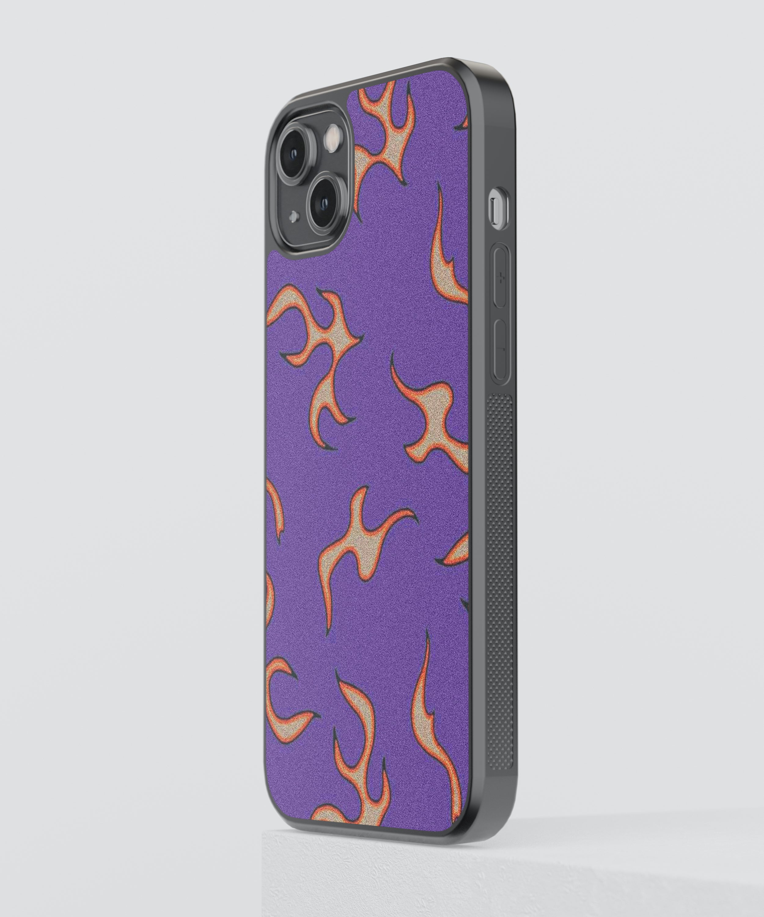 Purple Flames Pattern Abstract Glass Phone Case Cover