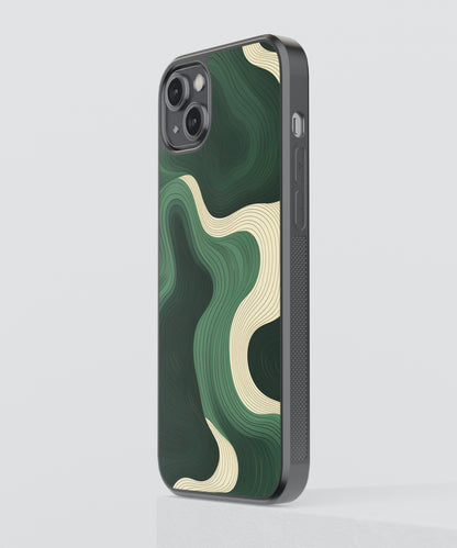 Dark Green Pattern Abstract Glass Phone Case Cover