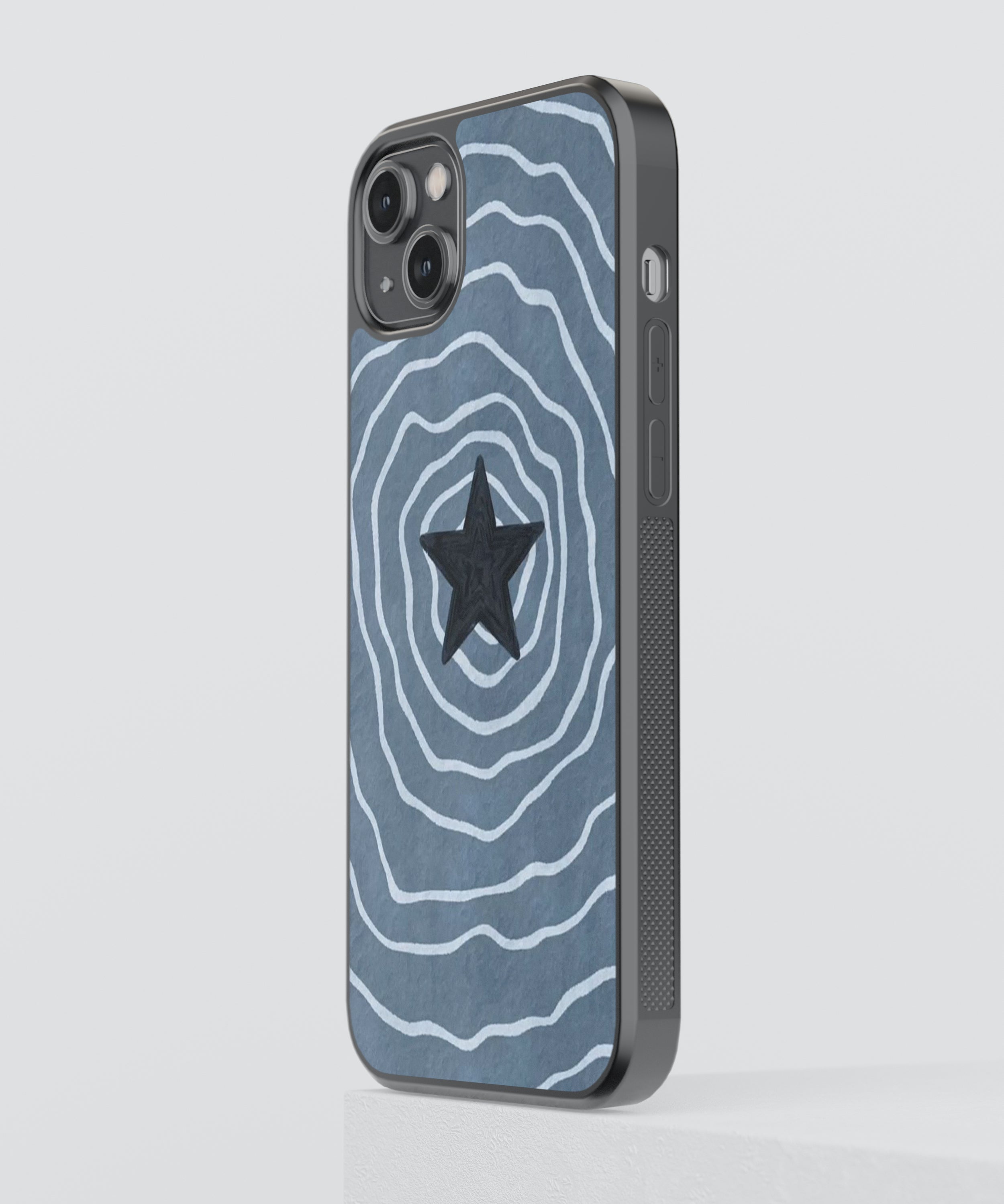 Blue Spiral Star Abstract Glass Phone Case Cover