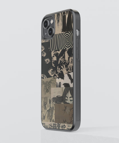 Japanese Dark Aesthetic Abstract Glass Phone Case