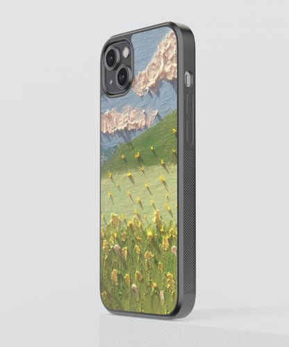 Grass Field Art Abstract Glass Phone Case Cover