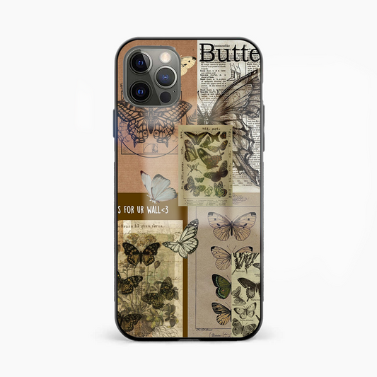 Butterfly Blueprints Vintage Glass Phone Case Cover - Aesthetic Phone Covers - Culltique